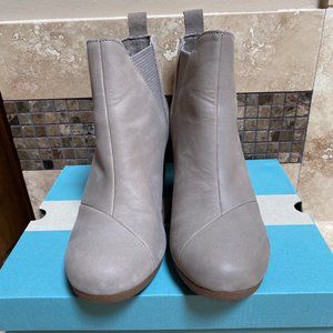 TOMS Taupe Kelsey Leather and Suede Wedge Booties